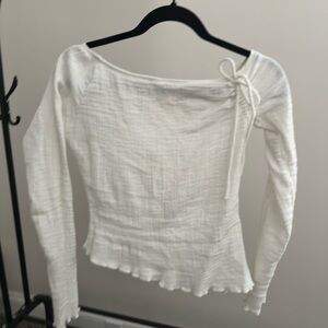 Free People White Textured Summer Blouse